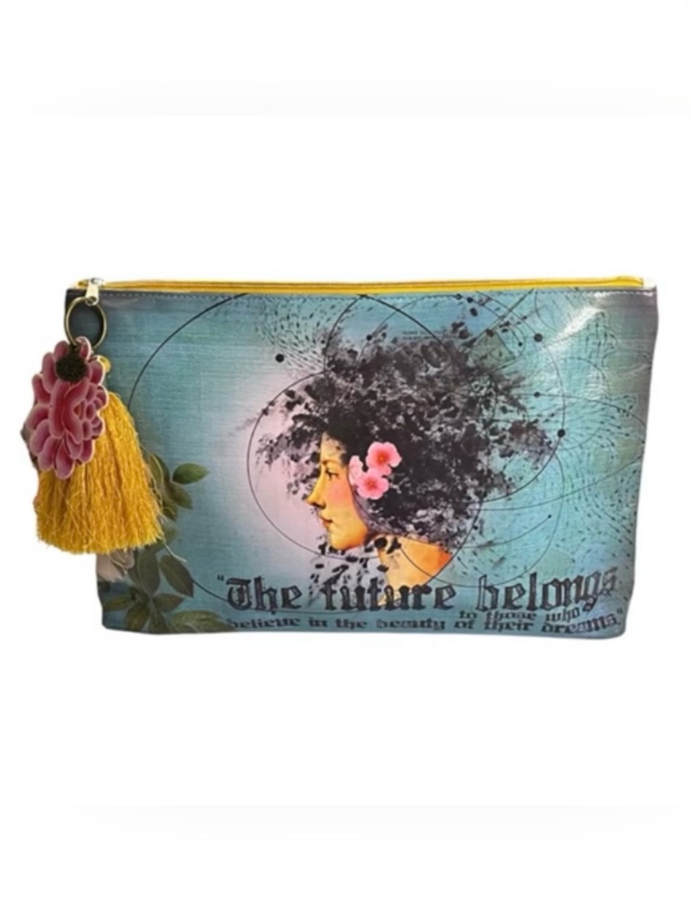 ‼️ SOLD ‼️ Papaya Art LARGE Tasseled Zipper Clutch Bag